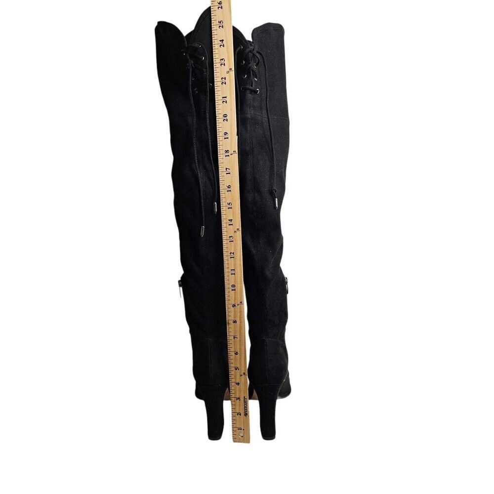 Marc Fisher Black Over-the-Knee Suede Block Heel Boots - Picture 5 of 9